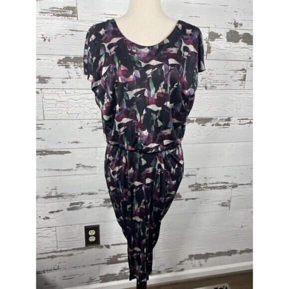 SALONI Ruched Back Dress Black Purple Size 6 EUC - Picture 1 of 5